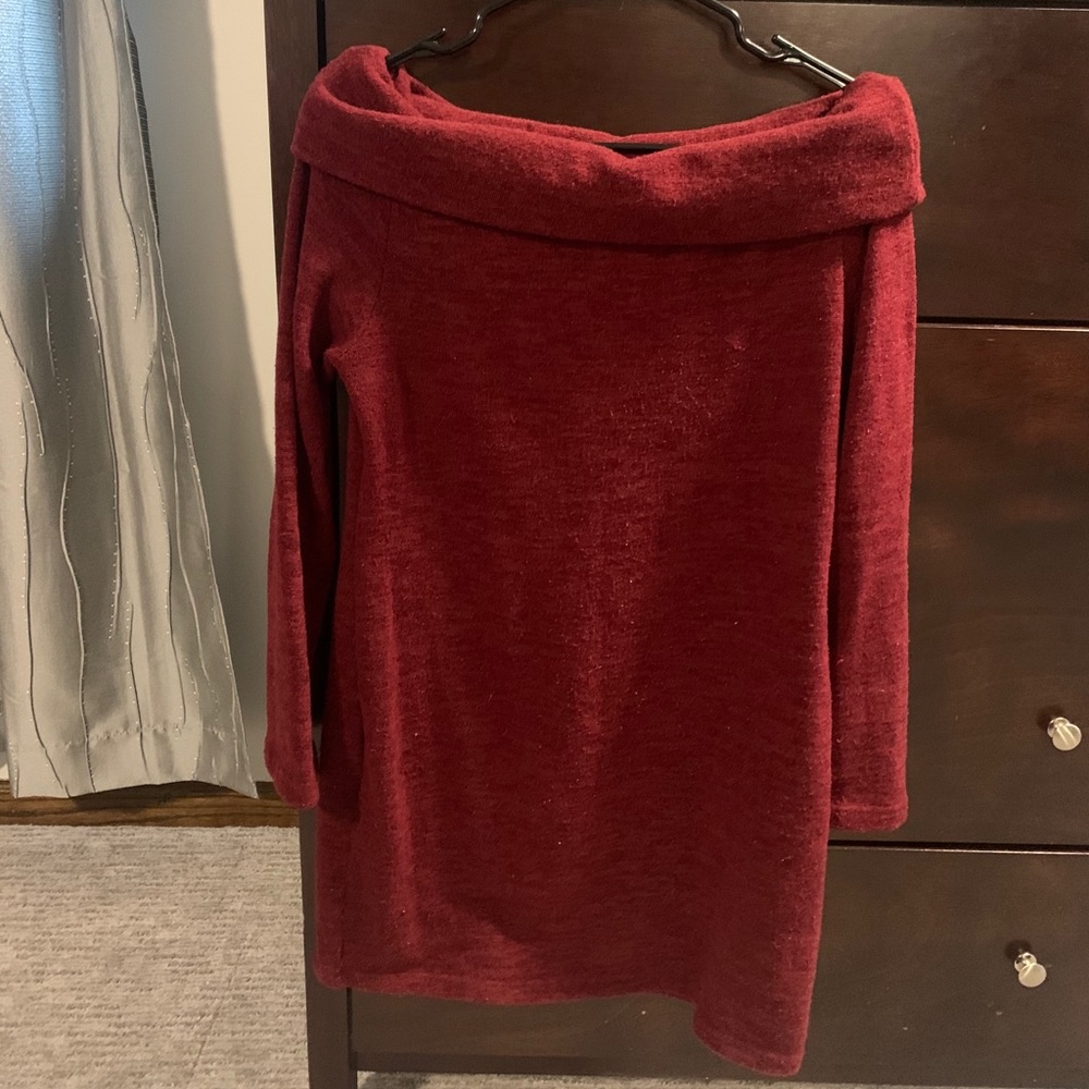 Pink Blush Long Sleeve Off Shoulder Sweater Tunic